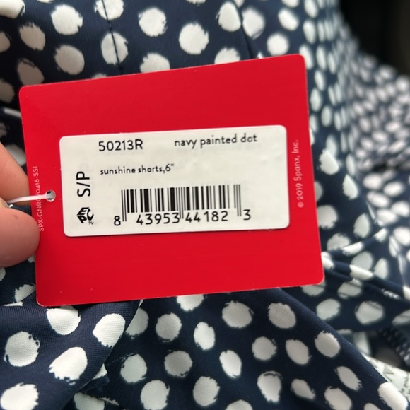 SPANX WOMENS SUNSHINE 6in SHORT NAVY PAINTED DOT POLL ON Sz SMALL NEW - Picture 5 of 10